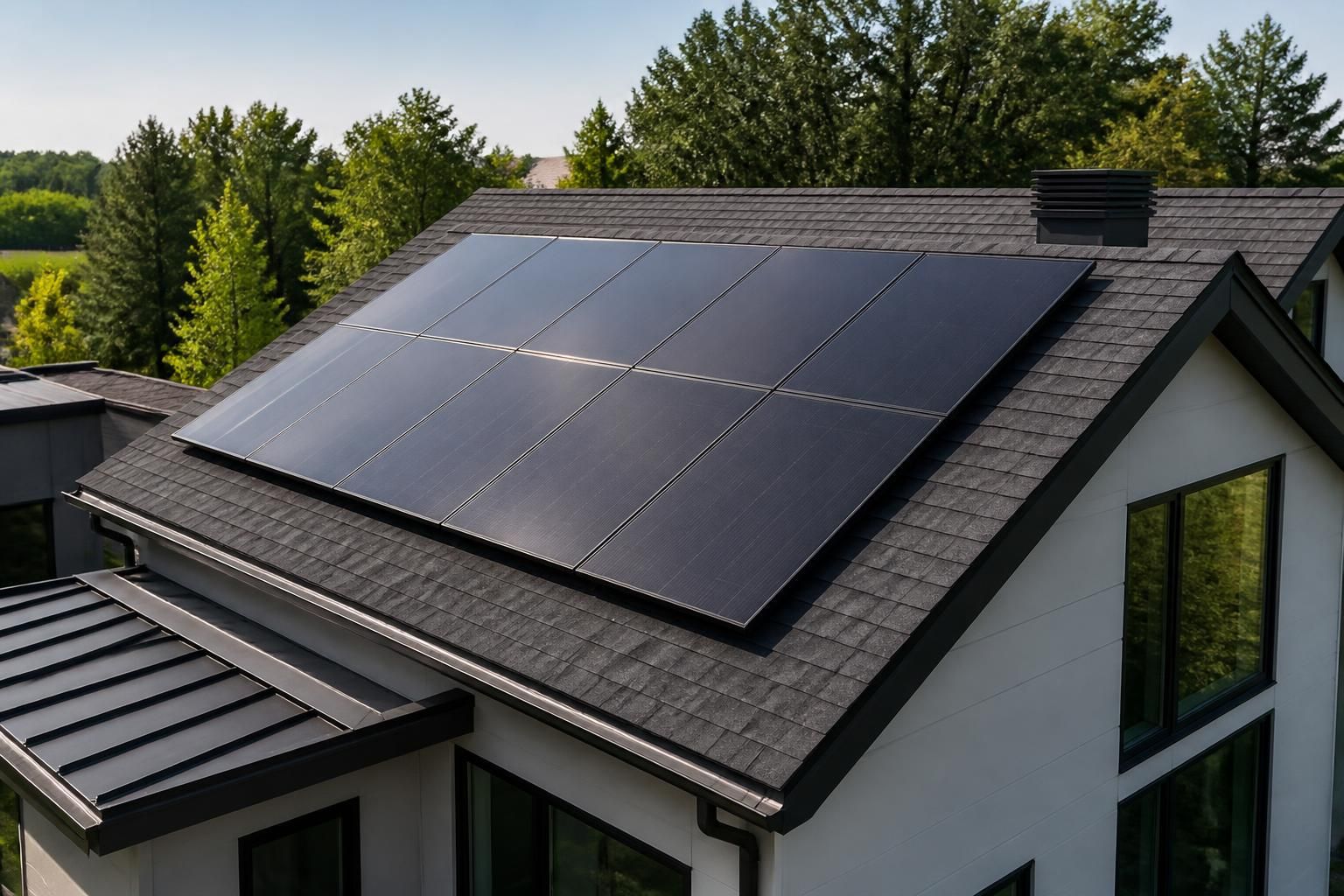 Thoughtfully designed solar panel layout on a residential roof
